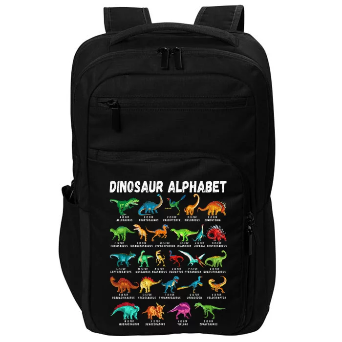 Types Of Dinosaurs Alphabet Az Abc Dino Identification Impact Tech Backpack