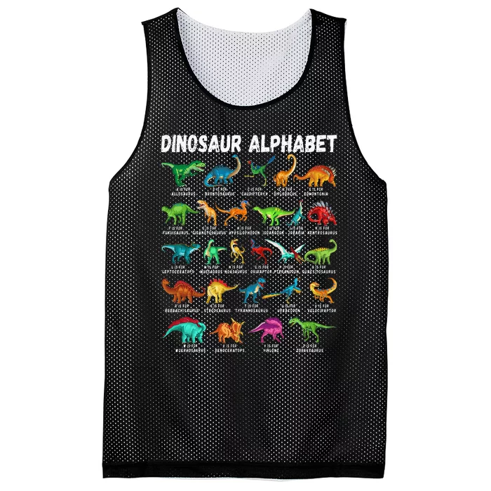 Types Of Dinosaurs Alphabet A Z ABC Dino Identification Mesh Reversible Basketball Jersey Tank