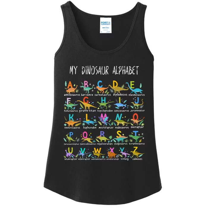 Types Of Dinosaurs Alphabet Az Abc Dino Ladies Essential Tank