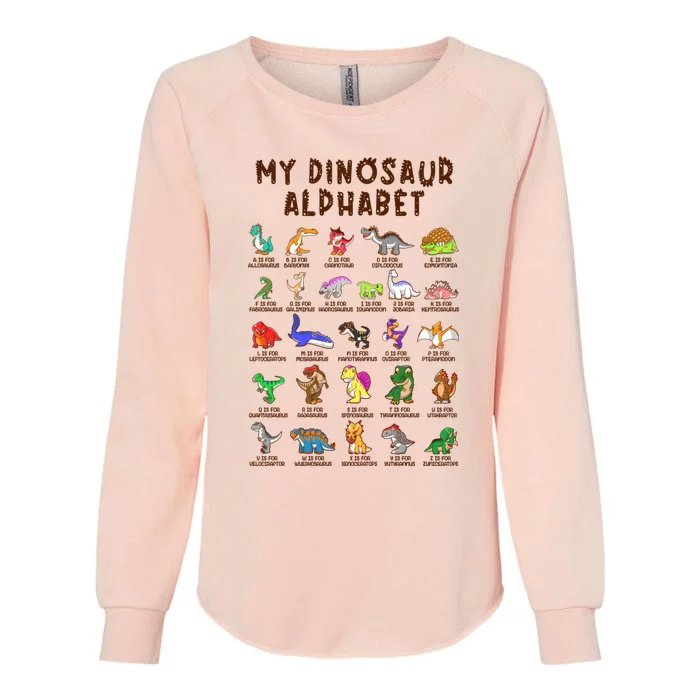 Types Of Dinosaurs Alphabet Dino Identification Meaningful Gift Womens California Wash Sweatshirt