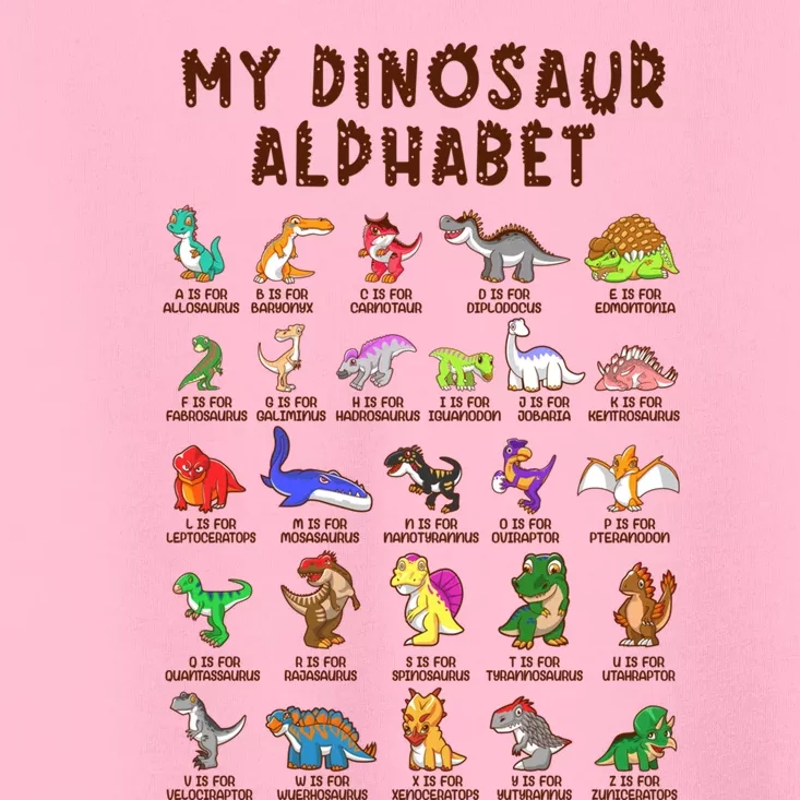 Types Of Dinosaurs Alphabet Dino Identification Meaningful Gift Toddler T-Shirt