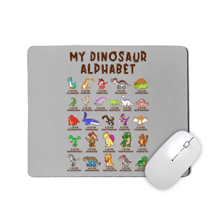 Types Of Dinosaurs Alphabet Dino Identification Meaningful Gift Mousepad