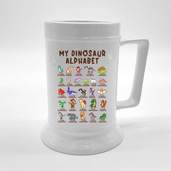 Types Of Dinosaurs Alphabet Dino Identification Meaningful Gift Front & Back Beer Stein