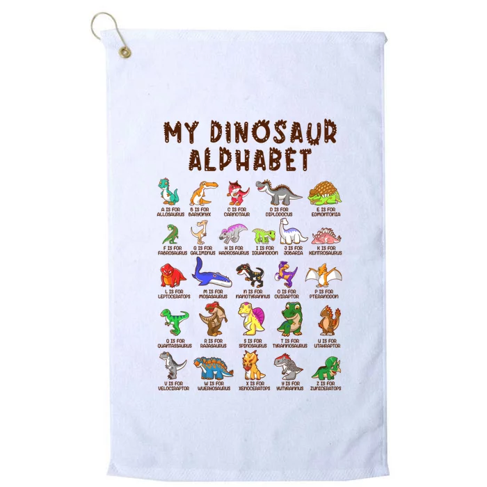 Types Of Dinosaurs Alphabet Dino Identification Meaningful Gift Platinum Collection Golf Towel