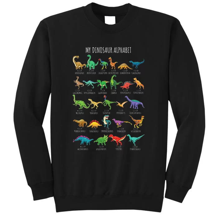 Types Of Dinosaurs Alphabet AZ ABC Dino Identification Sweatshirt