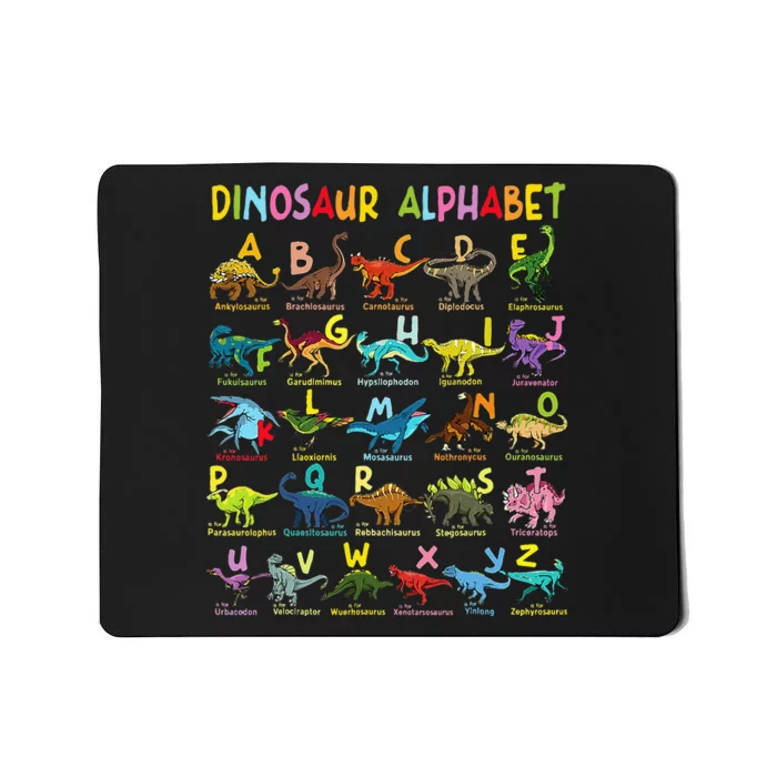 Types Of Dinosaurs Alphabet AZ ABC Dino Identification Mousepad