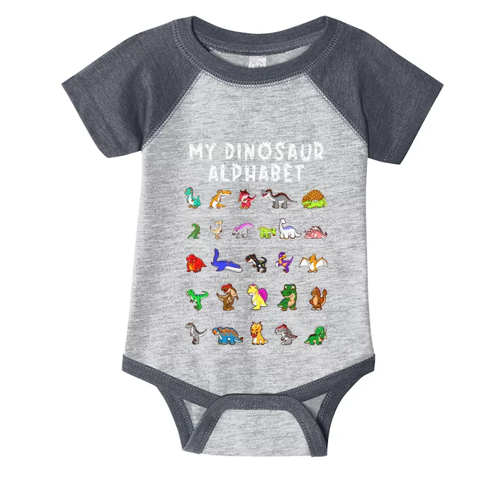 Types Of Dinosaurs Alphabet Dino Identification Infant Baby Jersey Bodysuit