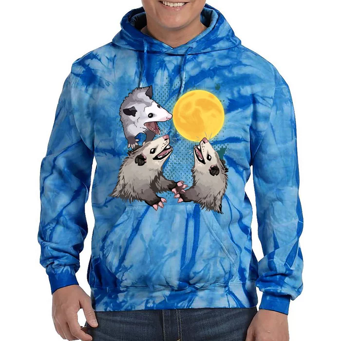 Three Opossum Dead Moon Possum Funny Gift Costumes Dults Gift Tie Dye Hoodie