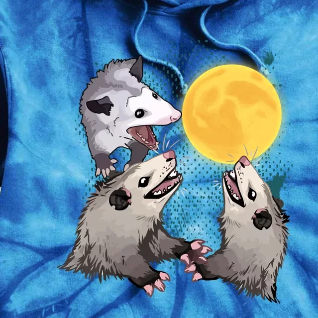 Three Opossum Dead Moon Possum Funny Gift Costumes Dults Gift Tie Dye Hoodie