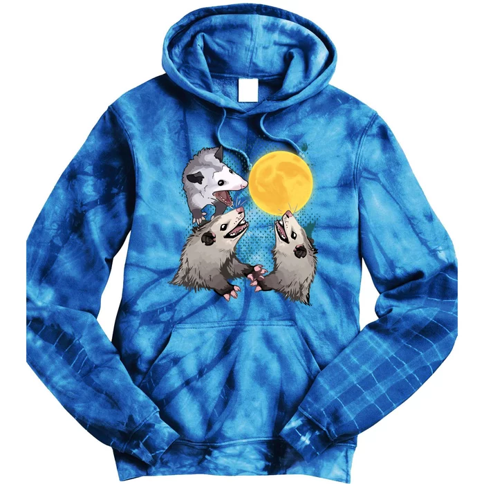 Three Opossum Dead Moon Possum Funny Gift Costumes Dults Gift Tie Dye Hoodie