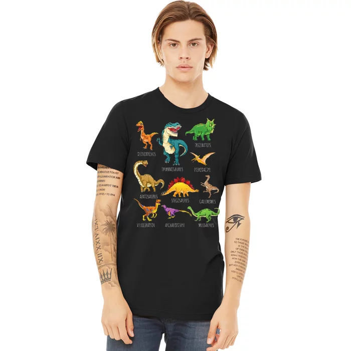 Types Of Dinosaurs Graphics Dino Identification Premium T-Shirt