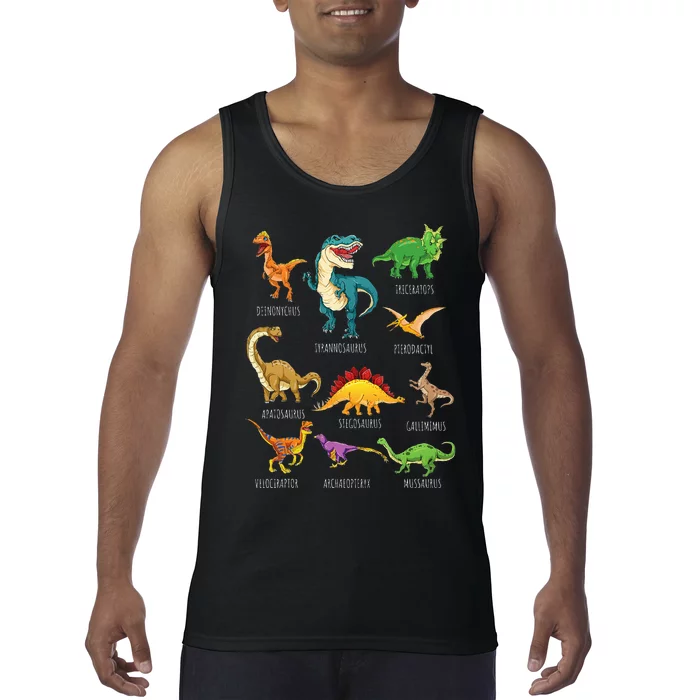 Types Of Dinosaurs Graphics Dino Identification Tank Top