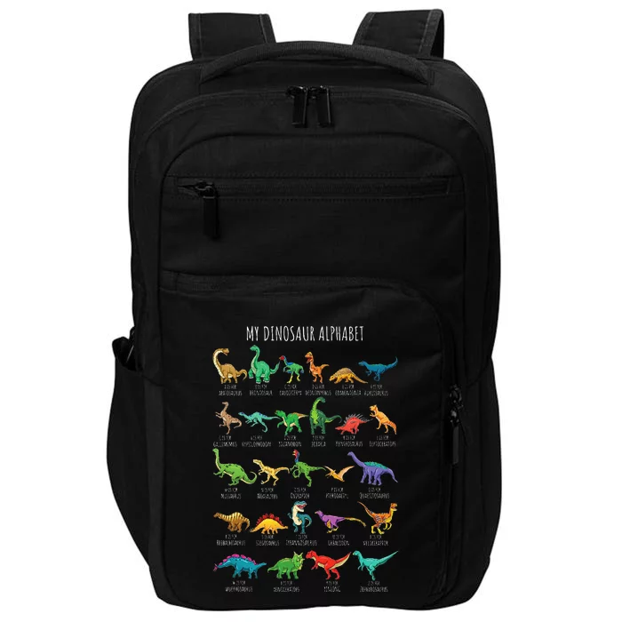 Types Of Dinosaurs Alphabet AZ ABC Dino Identification Impact Tech Backpack