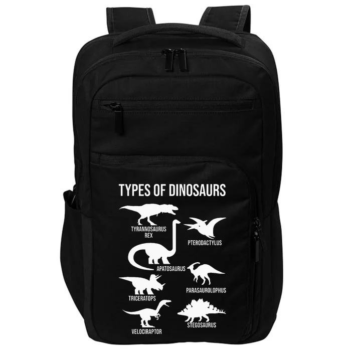 Types Of Dinosaurs  Dinosaur Lover Impact Tech Backpack