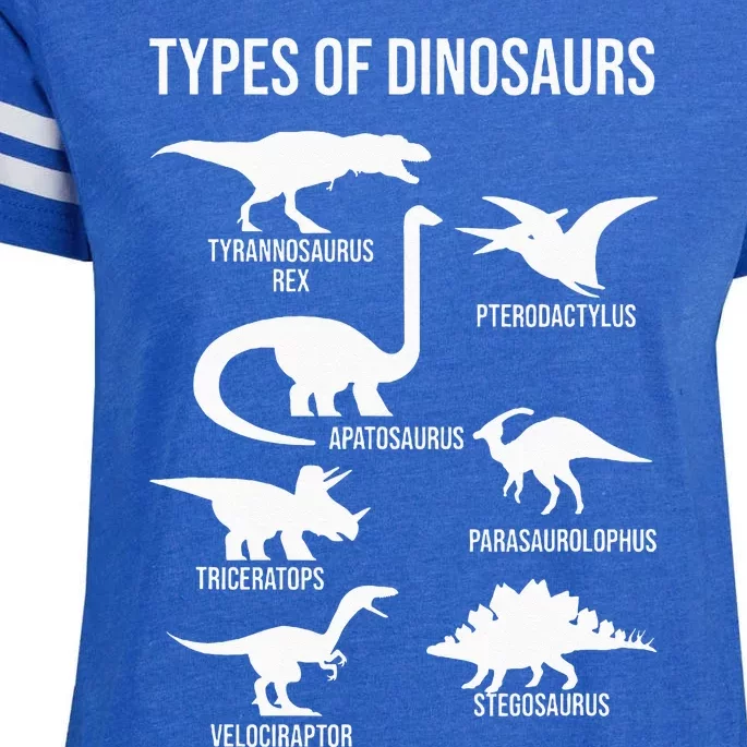 Types Of Dinosaurs  Dinosaur Lover Enza Ladies Jersey Football T-Shirt