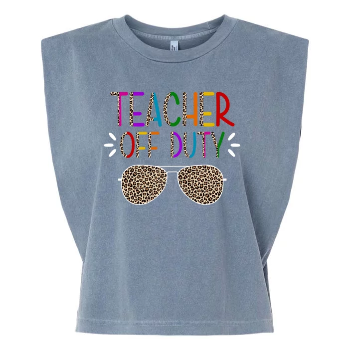 Teacher Off Duty Summer Break Cheetah Garment-Dyed Women's Muscle Tee