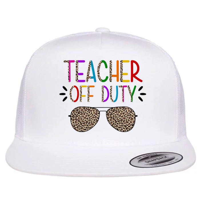 Teacher Off Duty Summer Break Cheetah Flat Bill Trucker Hat