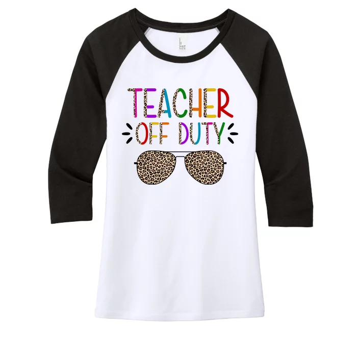 Teacher Off Duty Summer Break Cheetah Women's Tri-Blend 3/4-Sleeve Raglan Shirt