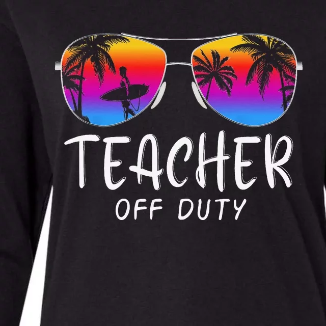 Teacher Off Duty Hello Summer Rainbow Sunglasses Teacher Womens Cotton Relaxed Long Sleeve T-Shirt