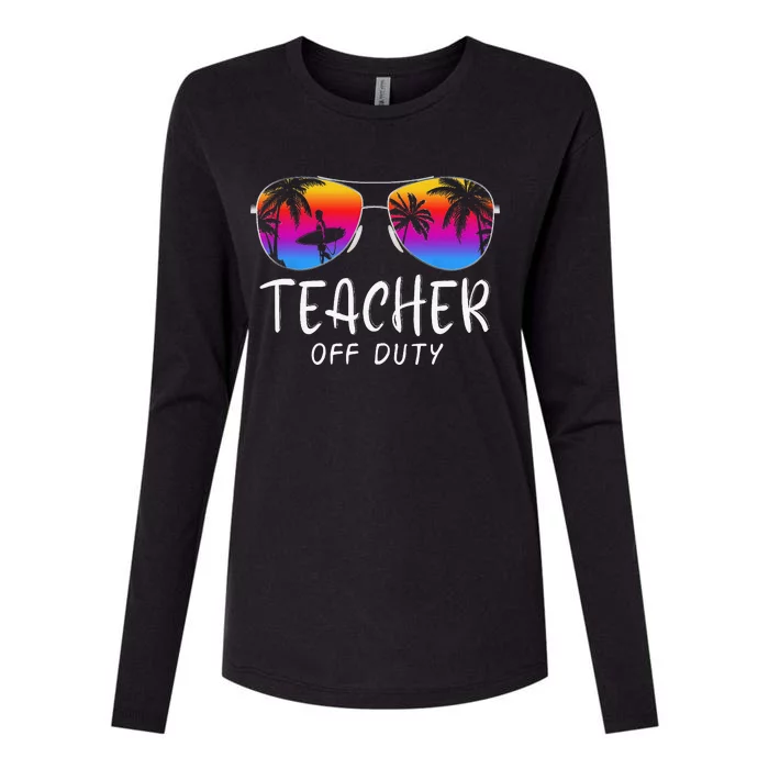 Teacher Off Duty Hello Summer Rainbow Sunglasses Teacher Womens Cotton Relaxed Long Sleeve T-Shirt