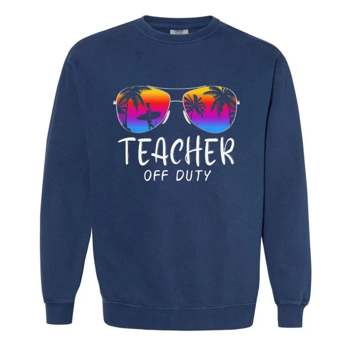 Teacher Off Duty Hello Summer Rainbow Sunglasses Teacher Garment-Dyed Sweatshirt