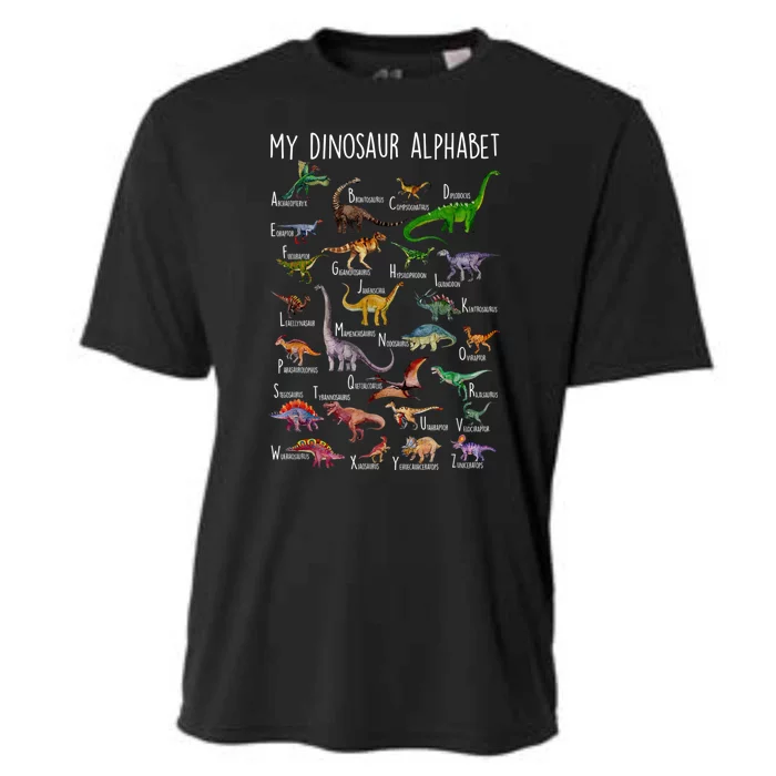 Types Of Dinosaurs Alphabet A Z Abc Dino Rex Identification Cooling Performance Crew T-Shirt