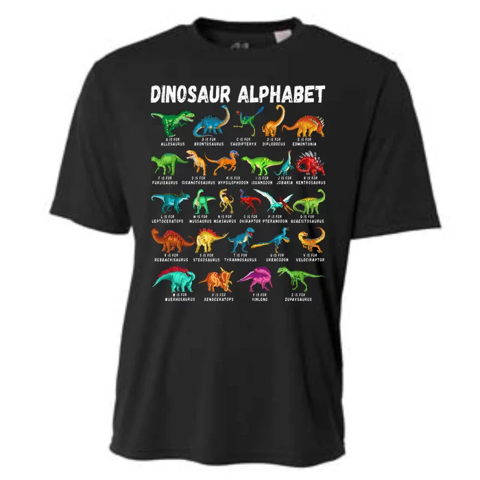 Types Of Dinosaurs Alphabet A Z ABC Dino Identification Cooling Performance Crew T-Shirt