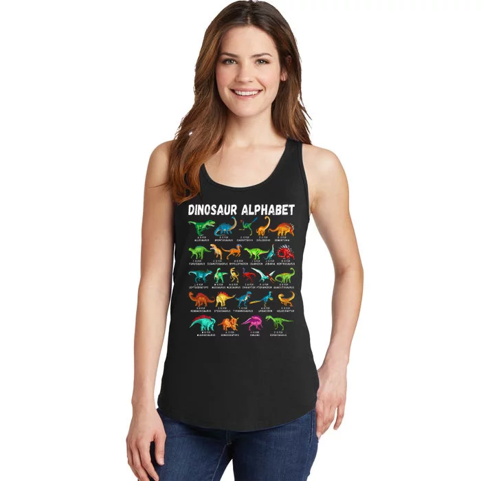 Types Of Dinosaurs Alphabet Az Abc Dino Identification Ladies Essential Tank