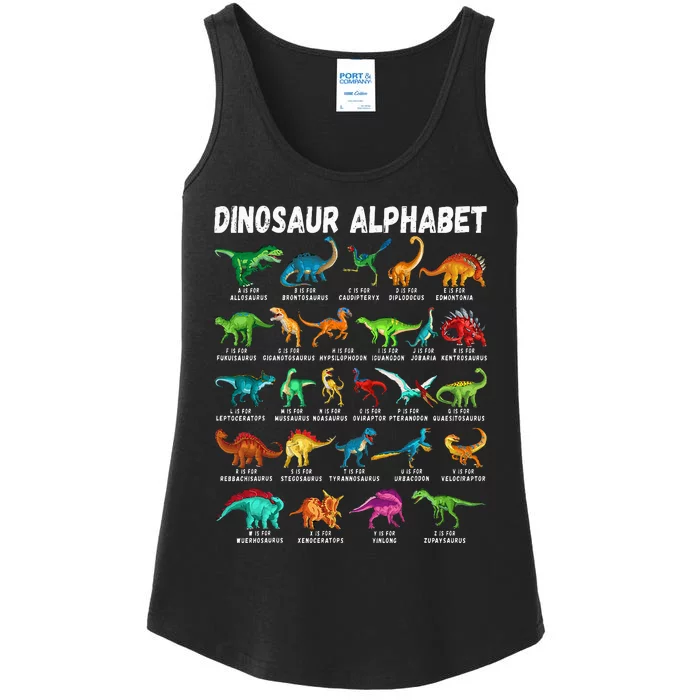 Types Of Dinosaurs Alphabet Az Abc Dino Identification Ladies Essential Tank