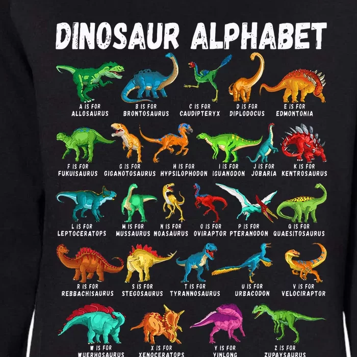 Types Of Dinosaurs Alphabet Az Abc Dino Identification Womens California Wash Sweatshirt