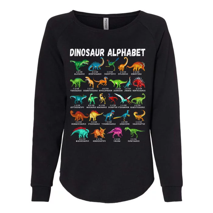 Types Of Dinosaurs Alphabet Az Abc Dino Identification Womens California Wash Sweatshirt