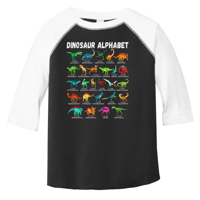 Types Of Dinosaurs Alphabet Az Abc Dino Identification Toddler Fine Jersey T-Shirt