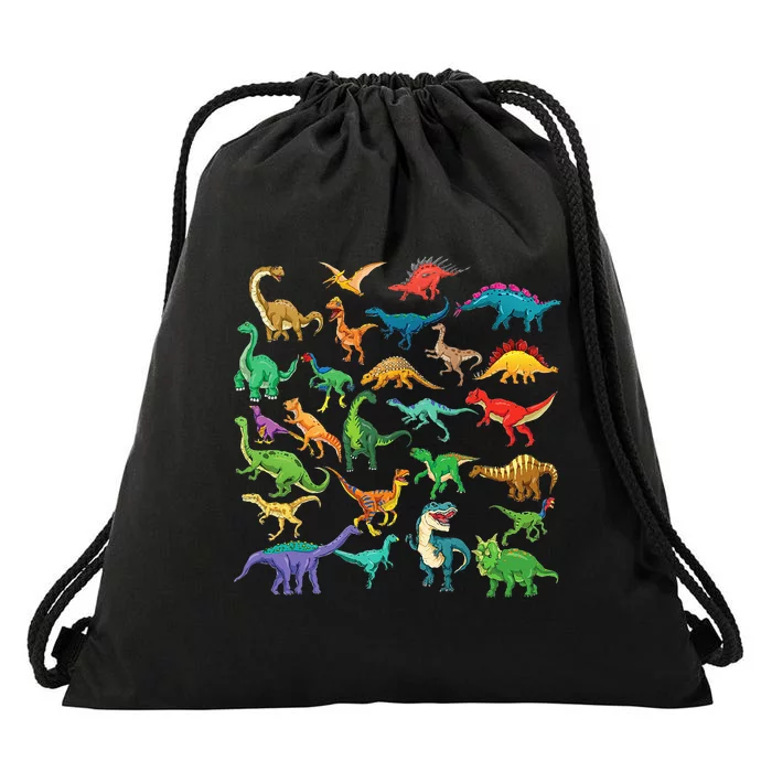 Types Of Dinosaurs Graphics Dino Identification Drawstring Bag