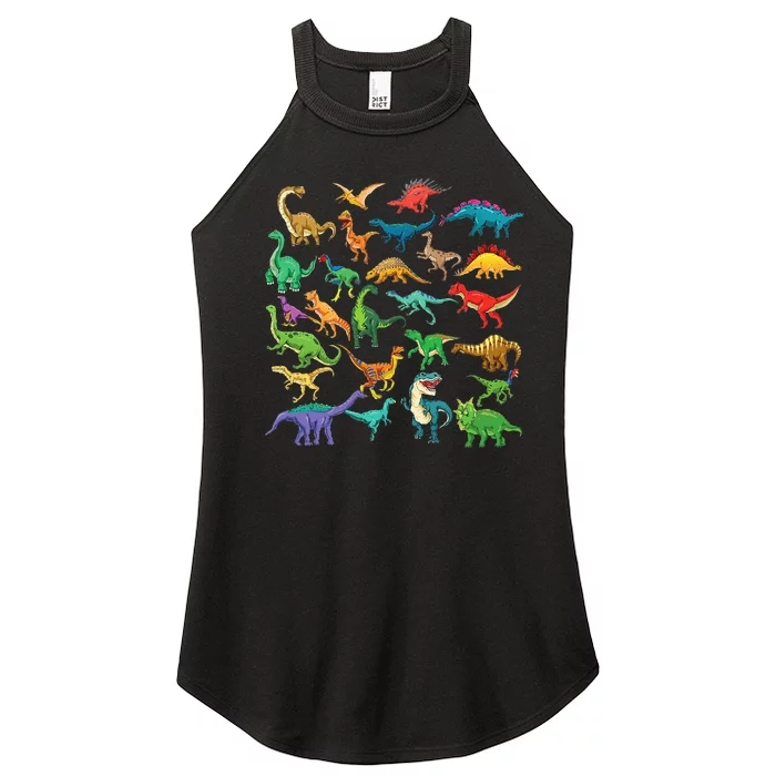 Types Of Dinosaurs Graphics Dino Identification Women’s Perfect Tri Rocker Tank