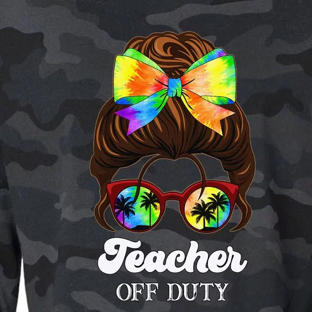 Teacher Off Duty Tie Dye Last Day Of School Kindergarten Cropped Pullover Crew