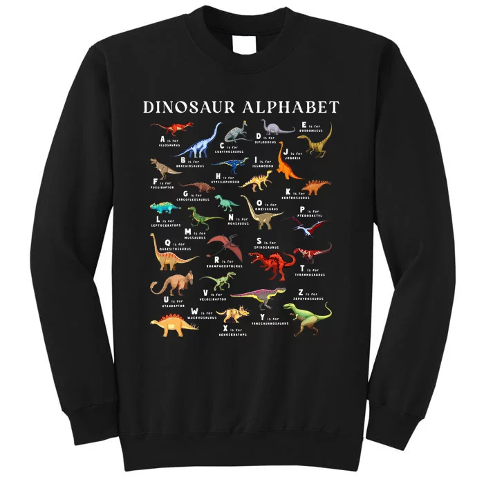 Types Of Dinosaurs Alphabet Abc Dino Identification Az Tall Sweatshirt