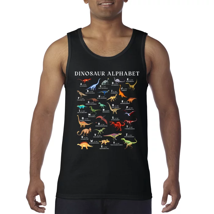 Types Of Dinosaurs Alphabet Abc Dino Identification Az Tank Top