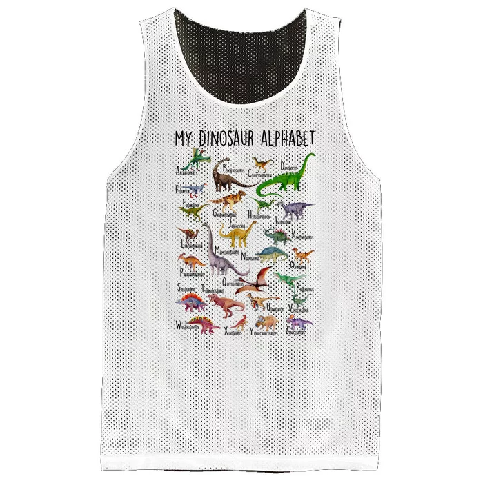 Types Of Dinosaurs Alphabet A Z Abc Dino Identification Mesh Reversible Basketball Jersey Tank