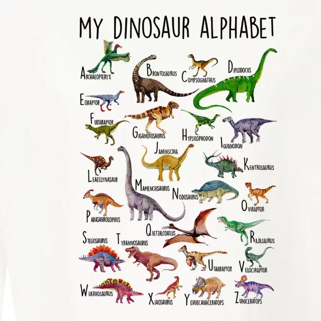 Types Of Dinosaurs Alphabet A Z Abc Dino Identification Cropped Pullover Crew