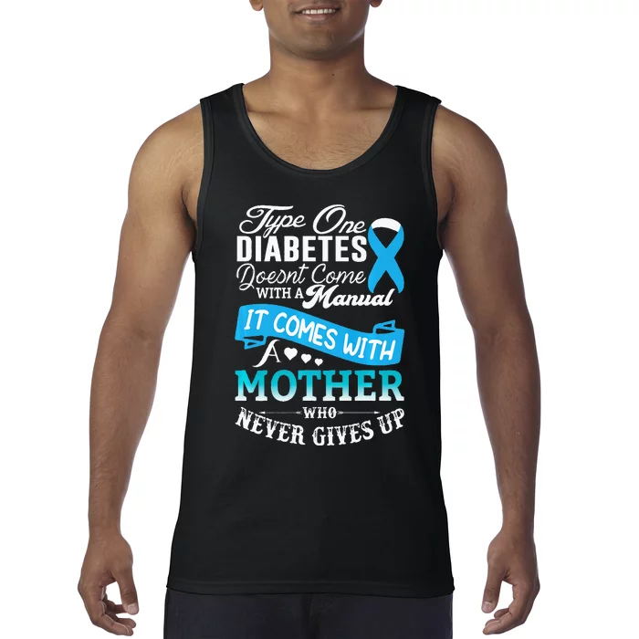 Type One Diabetes For Mother Blue Ribbon Diabetic T1D Mom Tank Top