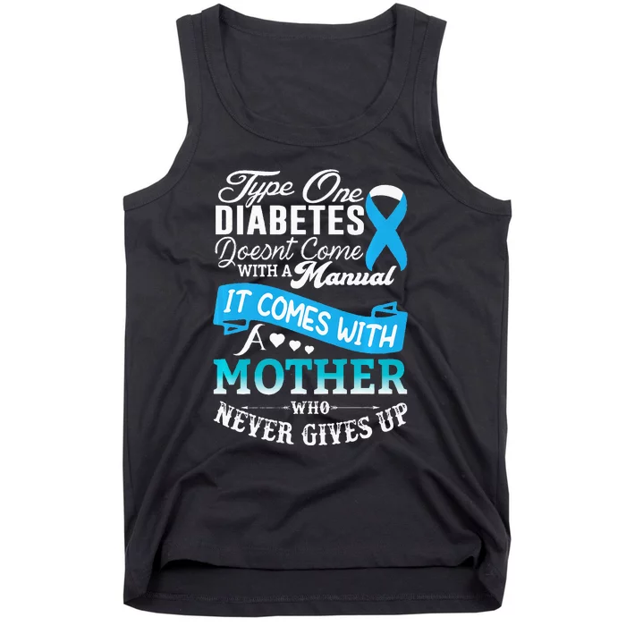 Type One Diabetes For Mother Blue Ribbon Diabetic T1D Mom Tank Top