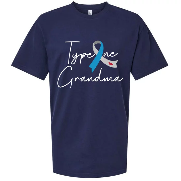 Type One Diabetes Grandma T1d Awareness Blue Grey Ribbon Gift Sueded Cloud Jersey T-Shirt