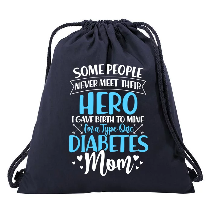 Type One Diabetes Mom T1d Diabetes Awareness Funny Gift Drawstring Bag