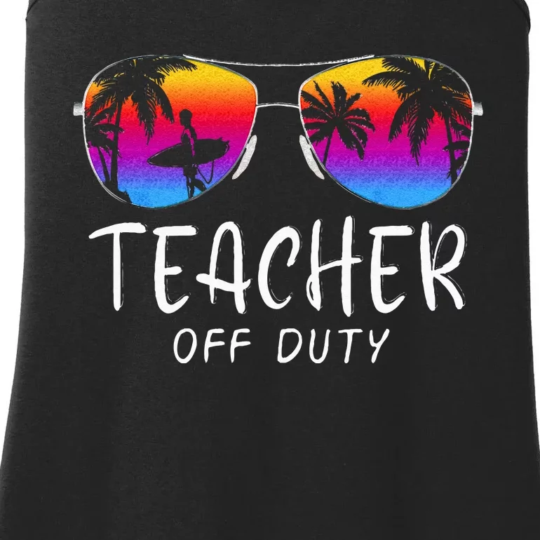 Teacher Off Duty Hello Summer Rainbow Sunglasses Teacher Ladies Essential Tank