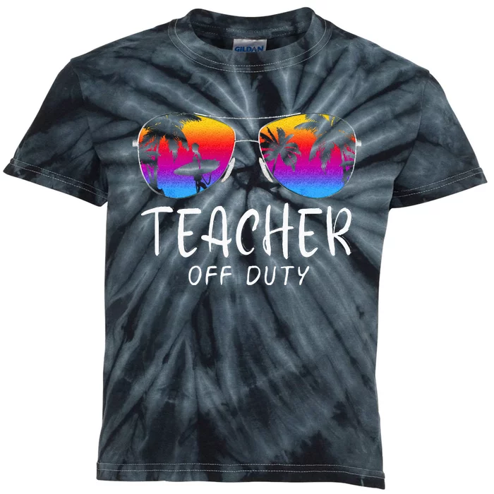 Teacher Off Duty Hello Summer Rainbow Sunglasses Teacher Kids Tie-Dye T-Shirt