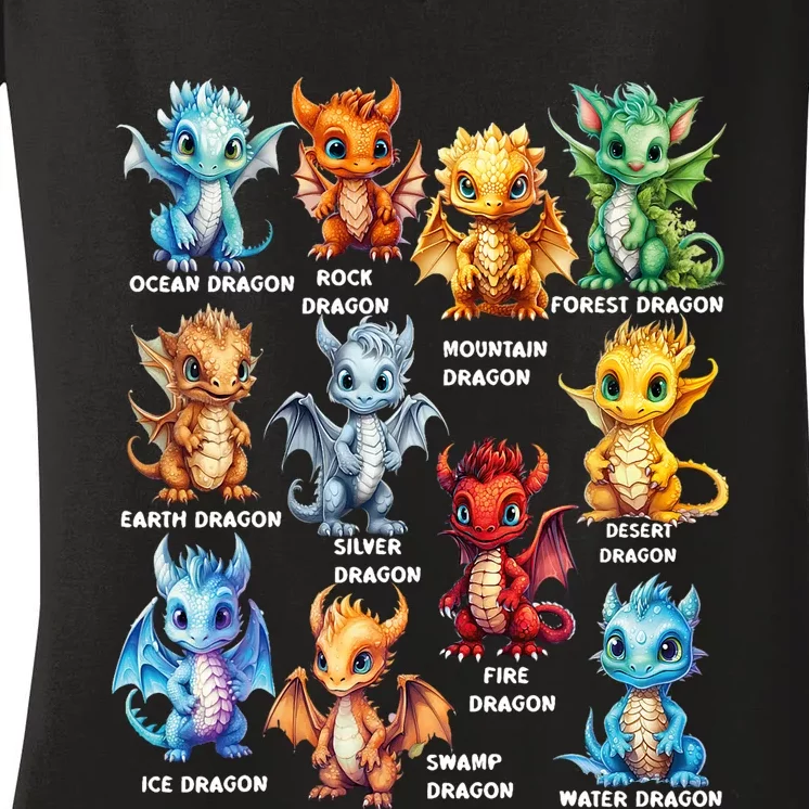 Types Of Dragons Cool Dragon Women's V-Neck T-Shirt