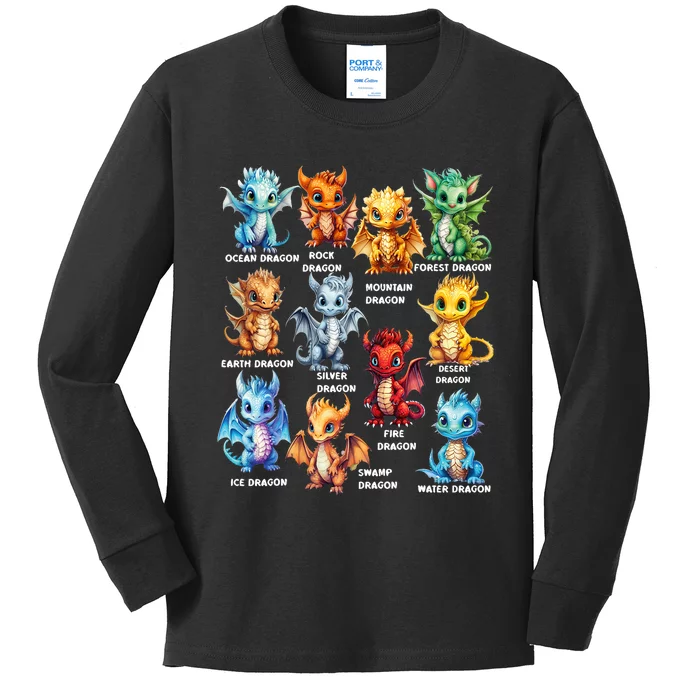 Types Of Dragons Cool Dragon Kids Long Sleeve Shirt