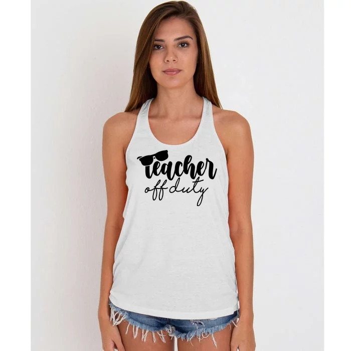 Teacher Off Duty Summer Break Women's Knotted Racerback Tank