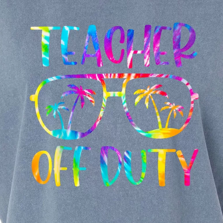 Teacher Off Duty Summer Last Day Of School Tie Dye Glasses Garment-Dyed Women's Muscle Tee