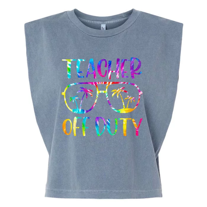 Teacher Off Duty Summer Last Day Of School Tie Dye Glasses Garment-Dyed Women's Muscle Tee